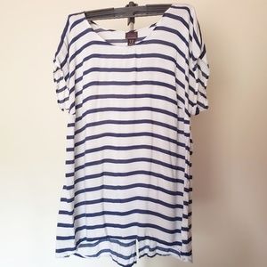 Oh Baby Blue and White Maternity Blouse